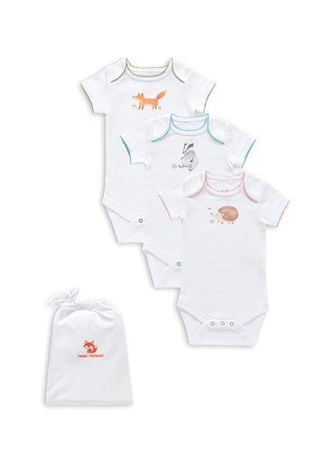 Woodland Friends – 3-Pack Organic Cotton Bodysuits