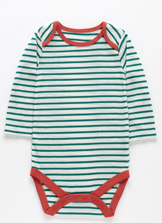 Green Striped Organic Cotton Bodysuit